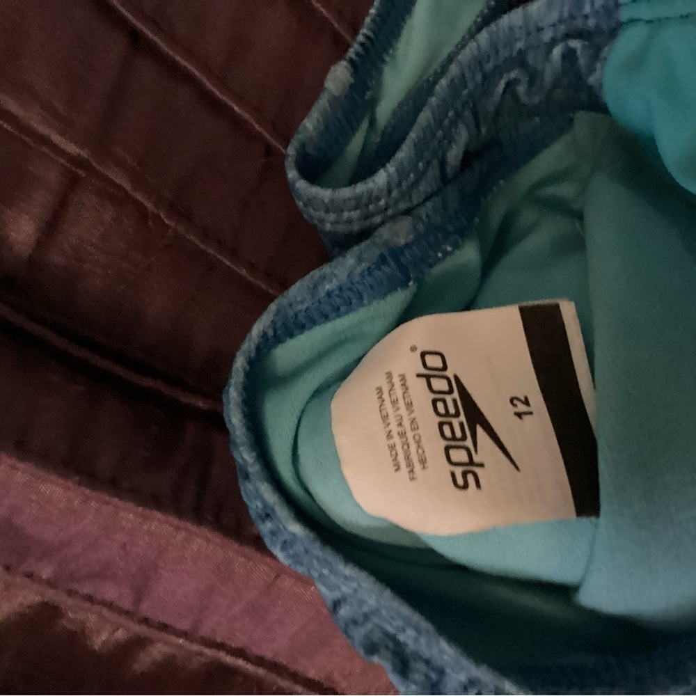 Speedo Blue and Green Swimsuit Girls size 12 - Picture 4 of 4